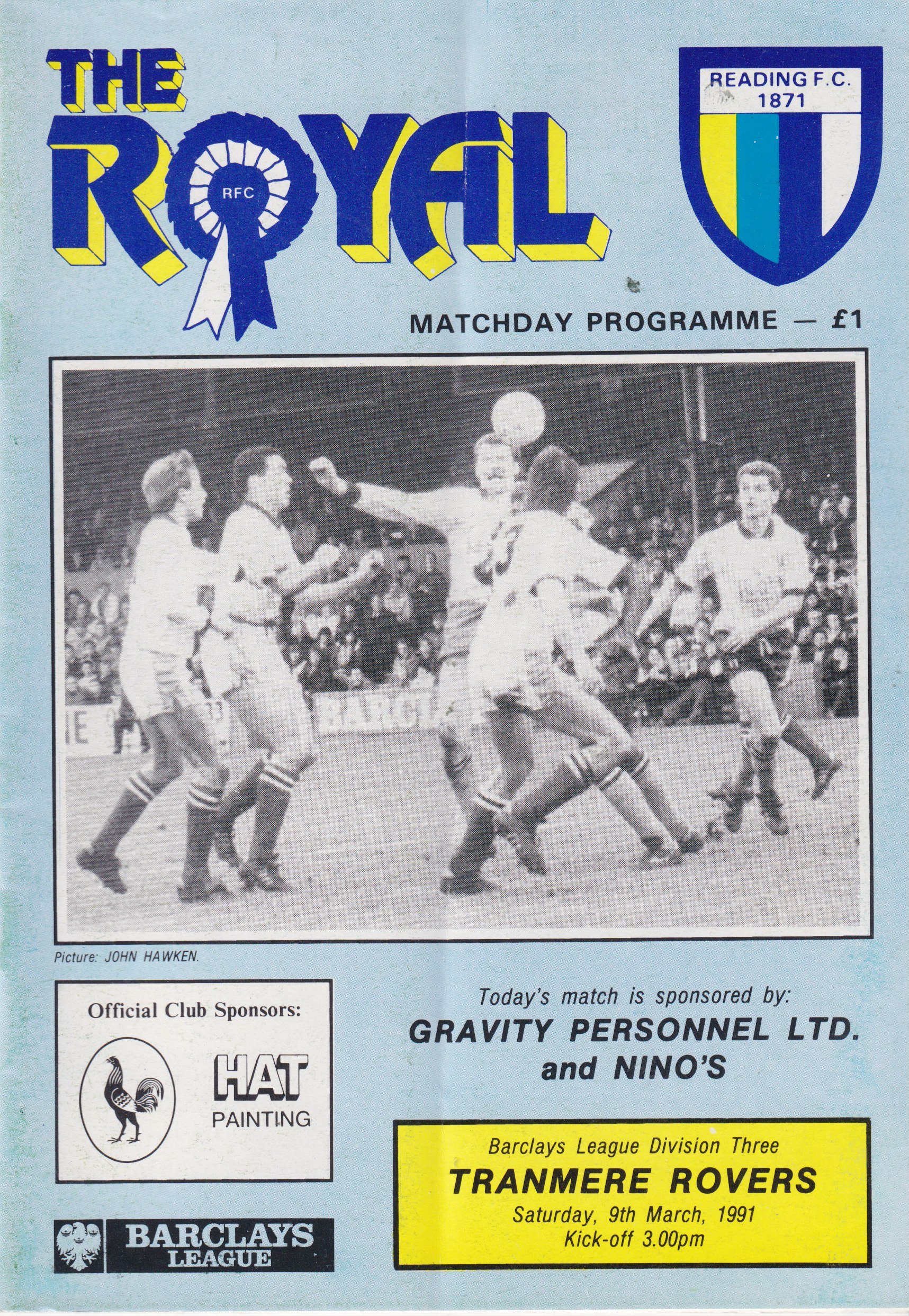 Reading v Tranmere Rovers match programme